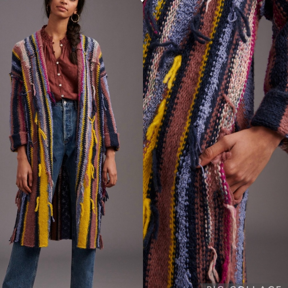 NWT Anthropologie Pilcro Dreamer Striped Duster Sweater Multicolor Womens XS